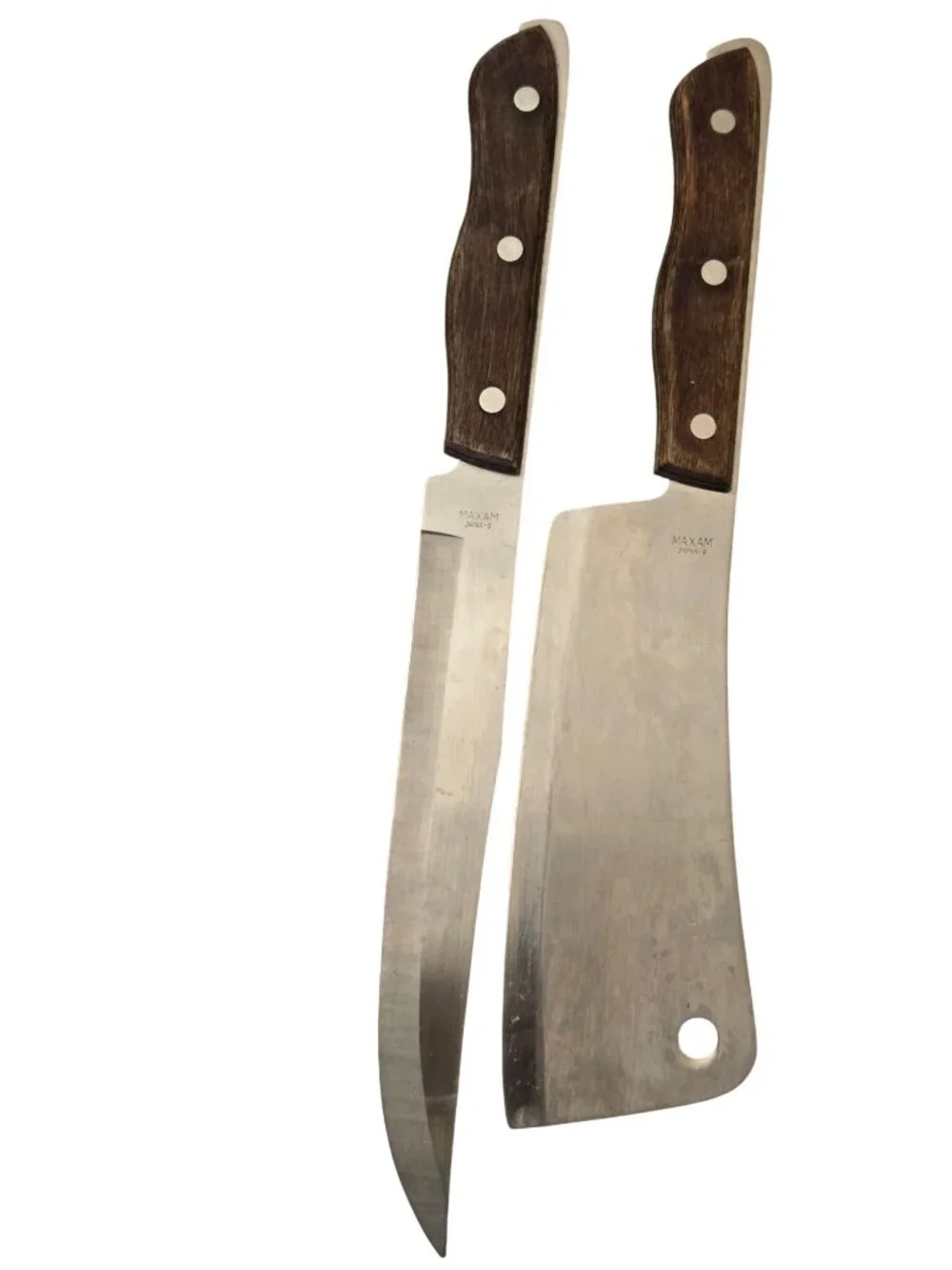 Maxam‎ Japan-S Stainless Steel Cleaver & Carving Knife Set With Wood Handles
